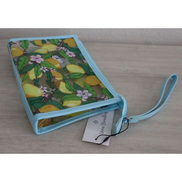 Vera Bradley 27864-12673 Blue Trim/Strap Lemon Grove Clear Beach Wristlet Bag - Picture 4 of 4